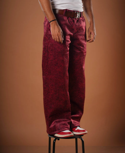 Maroon Suede Pants - resaclothing