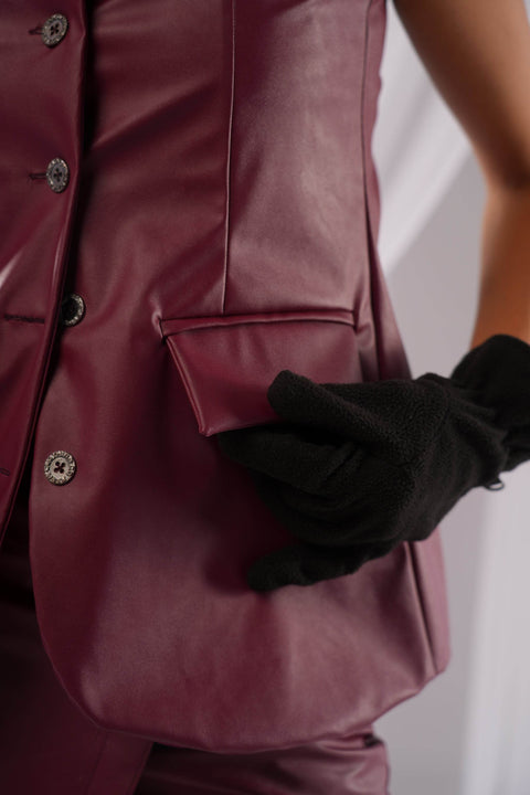 Revival Burgundy Leather Tubetop - resaclothing