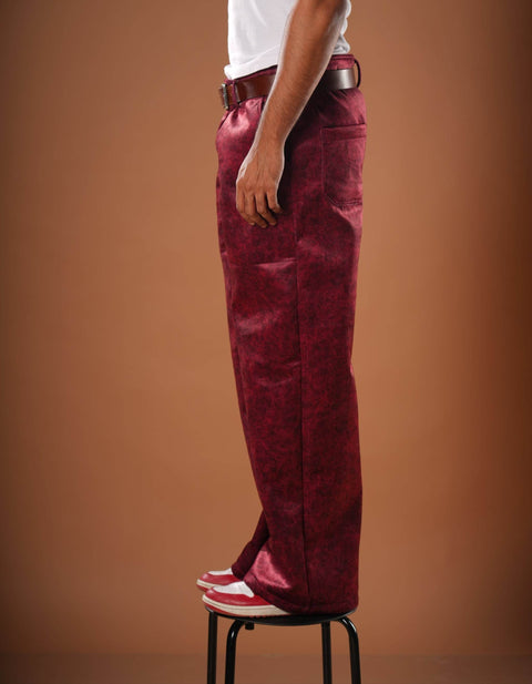 Maroon Suede Pants - resaclothing