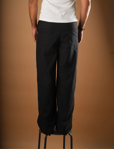 Linen Pants Set (Black+Natural)