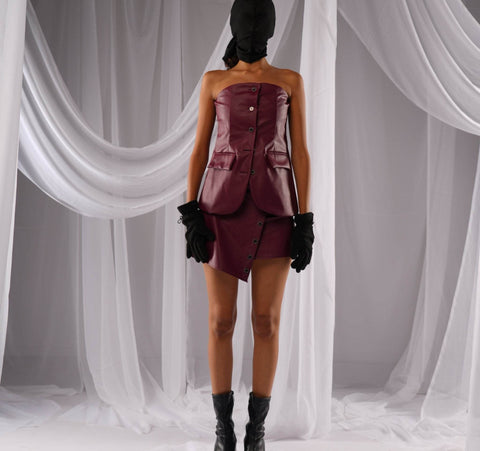 Revival Burgundy Leather Tubetop - resaclothing