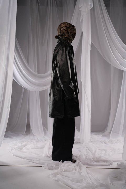 Revival Black Leather Trench - resaclothing