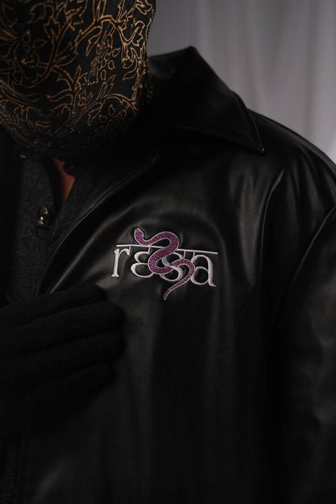 Revival Black Leather Trench - resaclothing