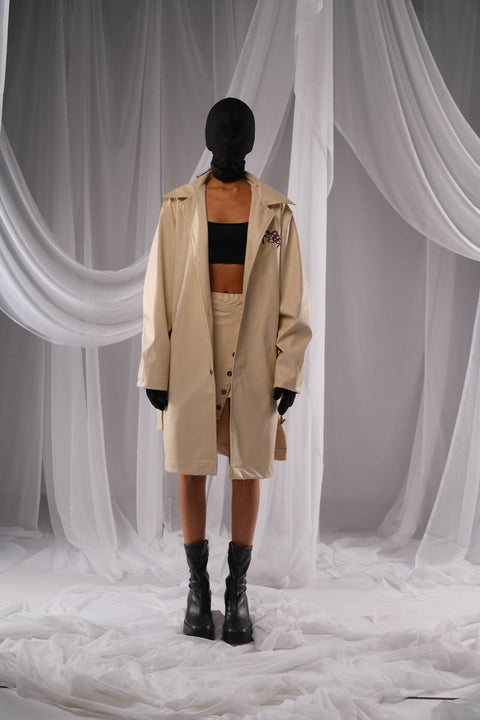 Revival Off White Leather Trench - resaclothing