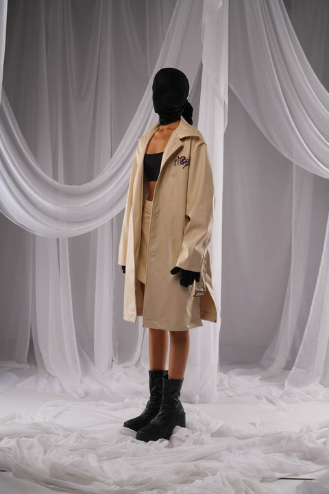 Revival Off White Leather Trench - resaclothing