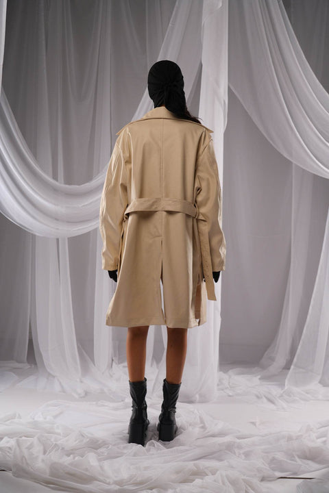 Revival Off White Leather Trench - resaclothing