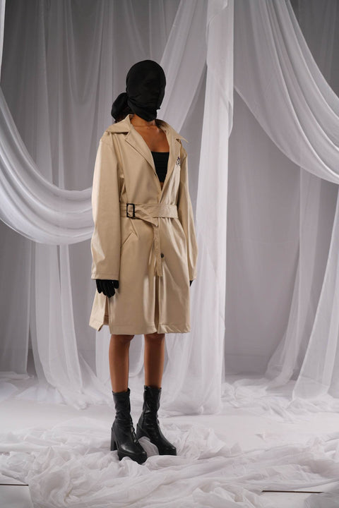 Revival Off White Leather Trench - resaclothing
