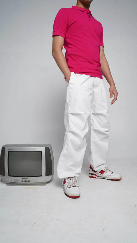 White Parachute Pants - resaclothing