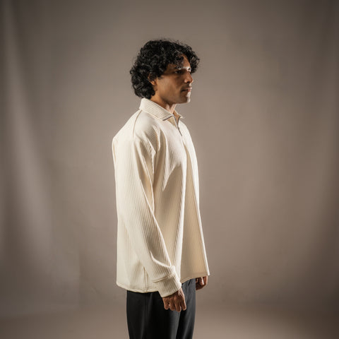 Cream Full Sleeves Quarter Zip