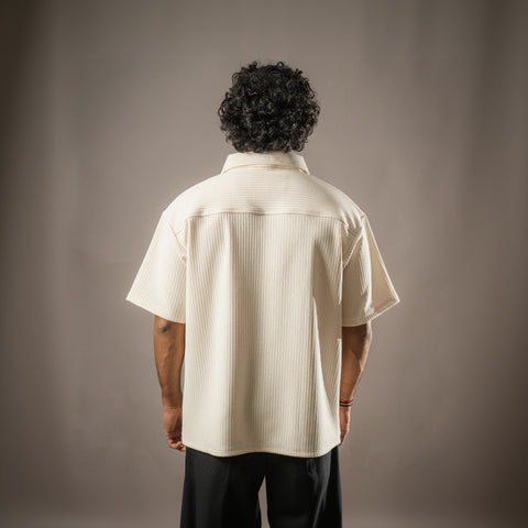 Cream Half Sleeves Quarter Zip