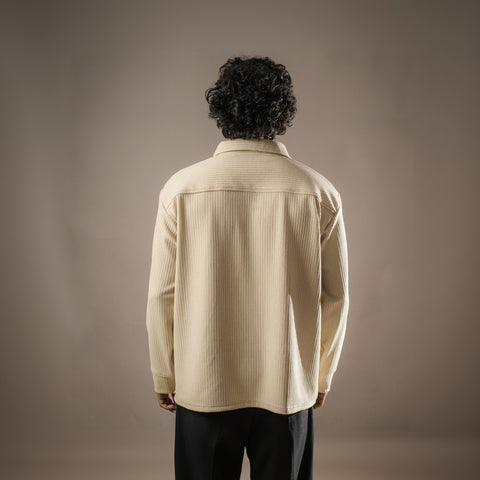 Beige Full Sleeves Quarter Zip