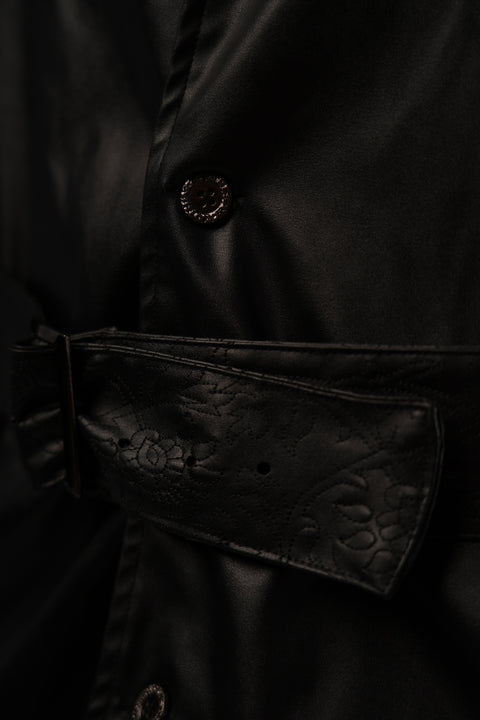 Revival Black Leather Trench