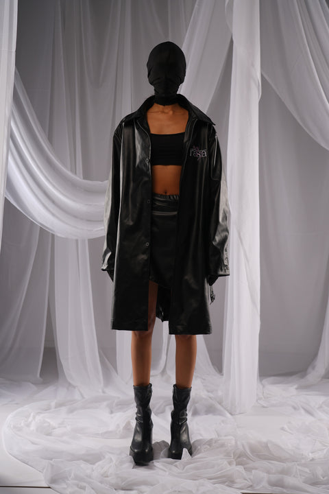 Revival Black Leather Trench