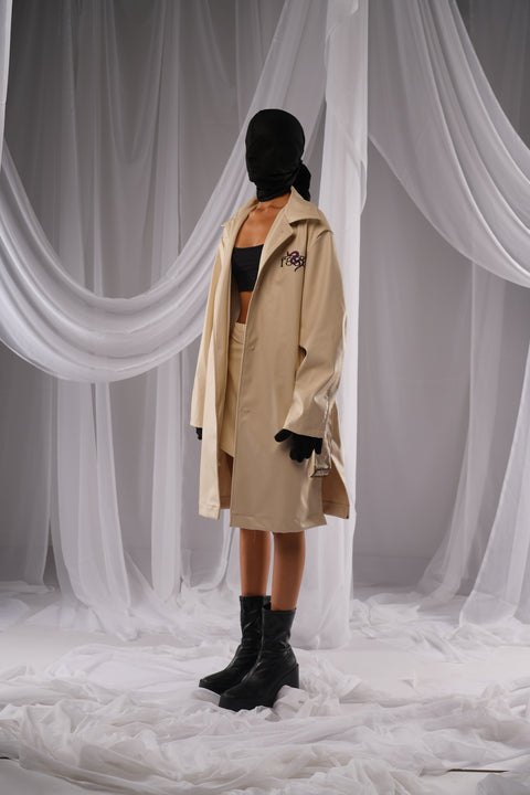 Revival Off White Leather Trench