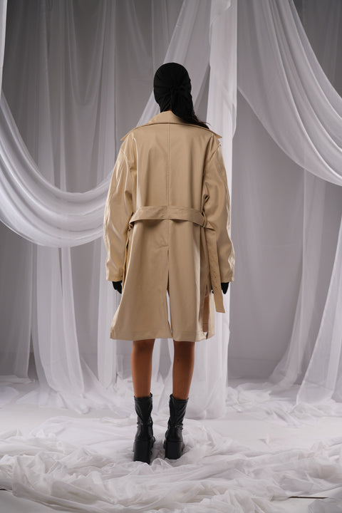 Revival Off White Leather Trench