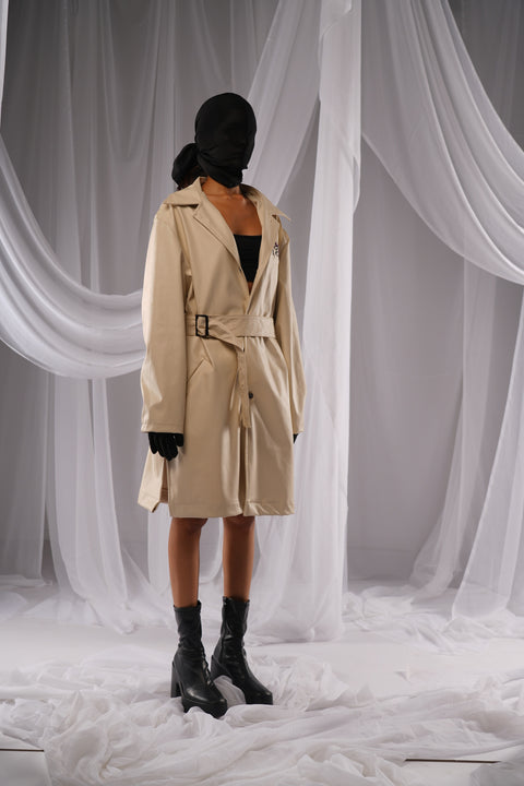 Revival Off White Leather Trench