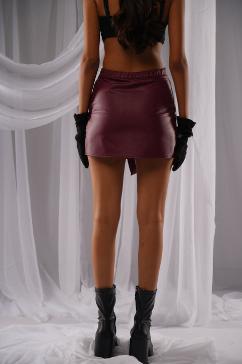 Revival Burgundy Leather Skirt