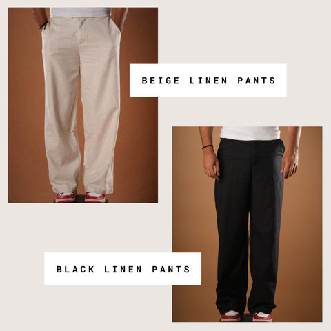 Linen Pants Set (Black+Natural)