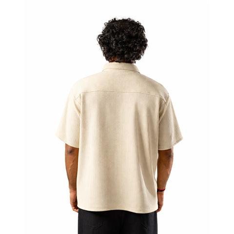 Beige Half Sleeves Quarter Zip