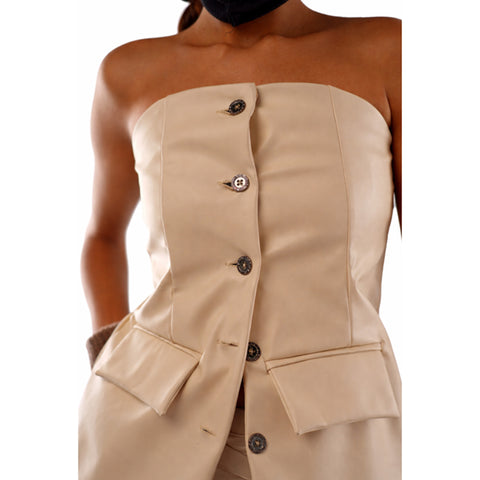 Revival Off White Leather Tubetop