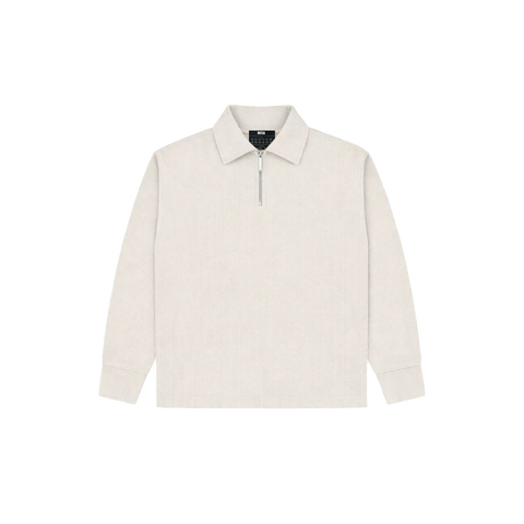 Beige Full Sleeves Quarter Zip