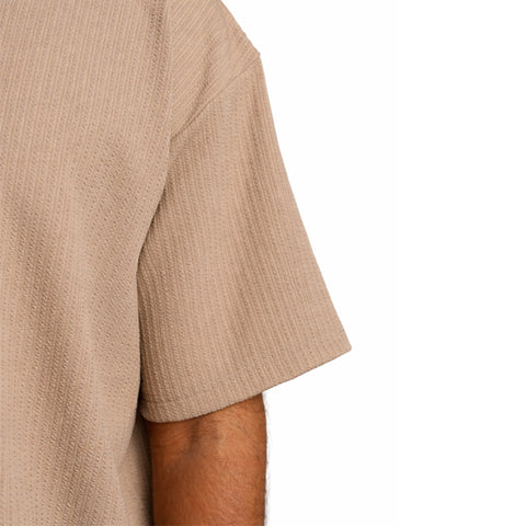 Brown Half Sleeves Quarter Zip