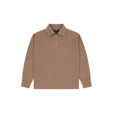 Brown Full Sleeves Quarter Zip