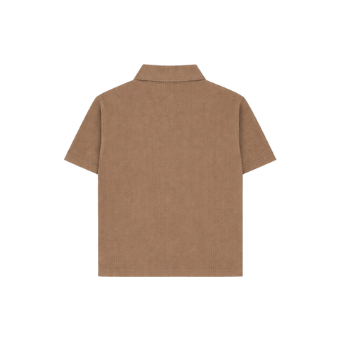 Brown Half Sleeves Quarter Zip