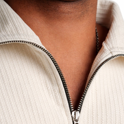 Cream Full Sleeves Quarter Zip