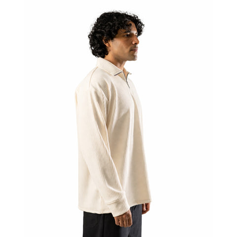 Cream Full Sleeves Quarter Zip
