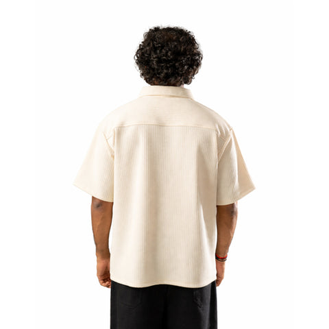 Cream Half Sleeves Quarter Zip