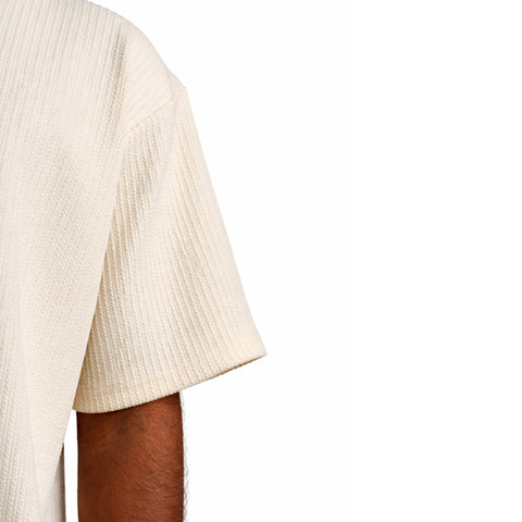 Cream Half Sleeves Quarter Zip