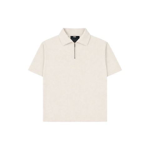 Cream Half Sleeves Quarter Zip