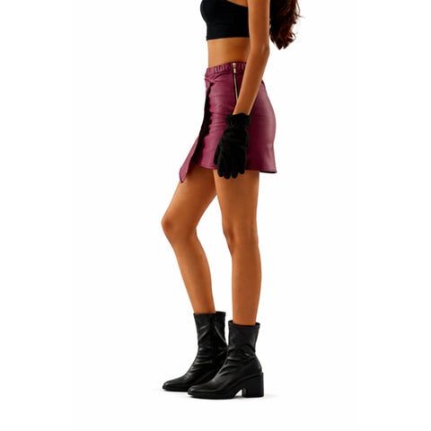 Revival Burgundy Leather Skirt