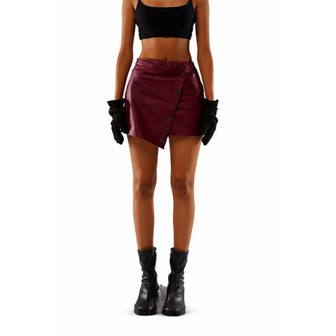 Revival Burgundy Leather Skirt