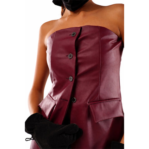 Revival Burgundy Leather Tubetop