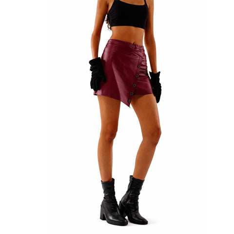 Revival Burgundy Leather Skirt