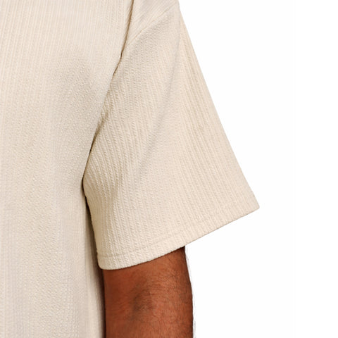 Beige Half Sleeves Quarter Zip